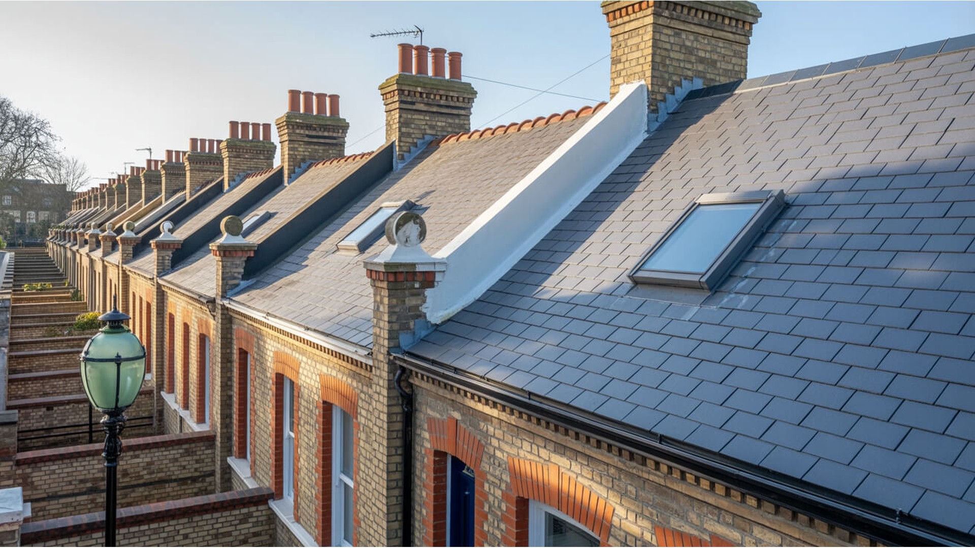Slate roof on terraced house